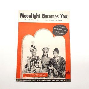 Moonlight Becomes You 1942 Vintage Sheet Music Piano Bob Hope Dorothy Lamour